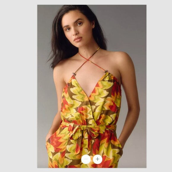 Farm Rio x Anthropologie Fruit Print Jumpsuit, Size L, Wide Leg, One Piece, NWT - Picture 4 of 12